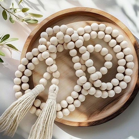 Garland Wood Bead Natural Christmas Tree Garland - Picture 14 of 16